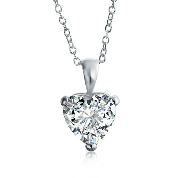 Jewelry Stores Network Sterling Silver CZ Heart Bead Chain Slide Pendant 